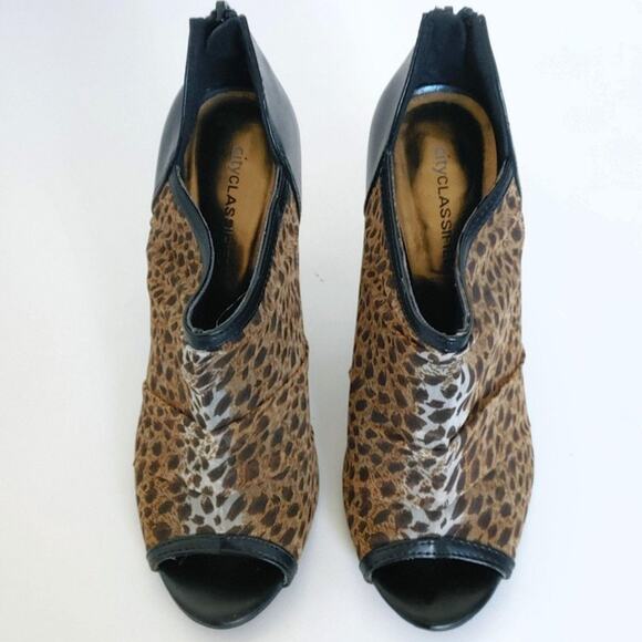 Open Toe Cheetah Print Open Toe High Heel Ankle Booties Size 8 - Picture 8 of 12